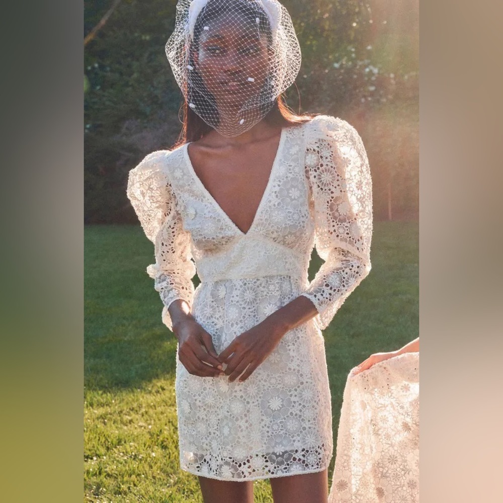 Loveshackfancy white lace mini dress